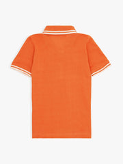 Orange Pique Casual Tipped polo