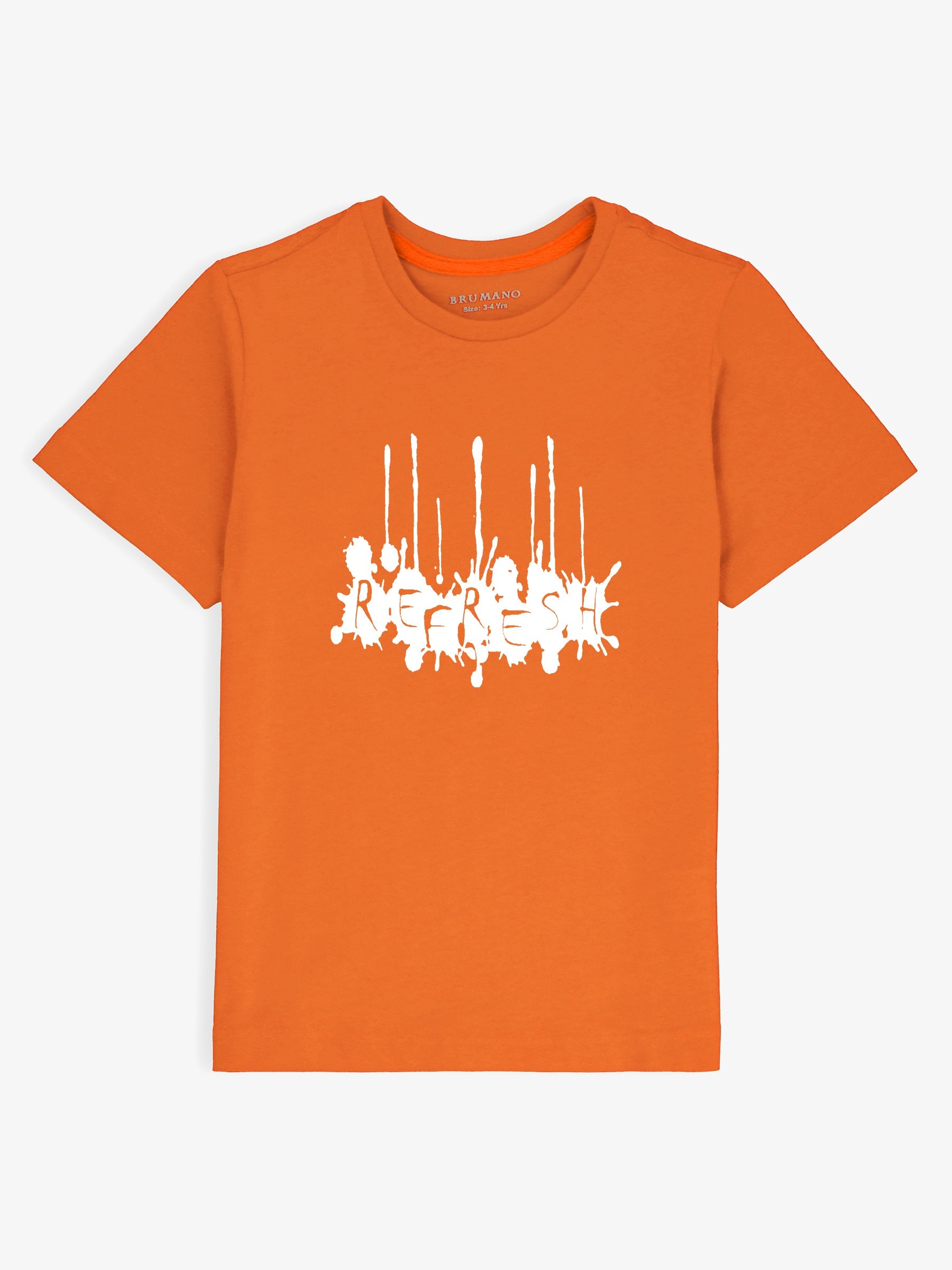 Orange Printed  'Refresh' Casual tee