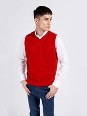 Orange Wool Blended Sleeveless Sweater