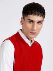 Orange Wool Blended Sleeveless Sweater