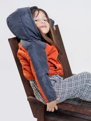 Orange & Grey Casual Jacket With Hoodie - Unisex