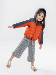 Orange & Grey Casual Jacket With Hoodie - Unisex