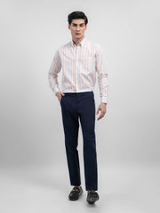 Orange & White Striped Button Down Shirt With Detailing