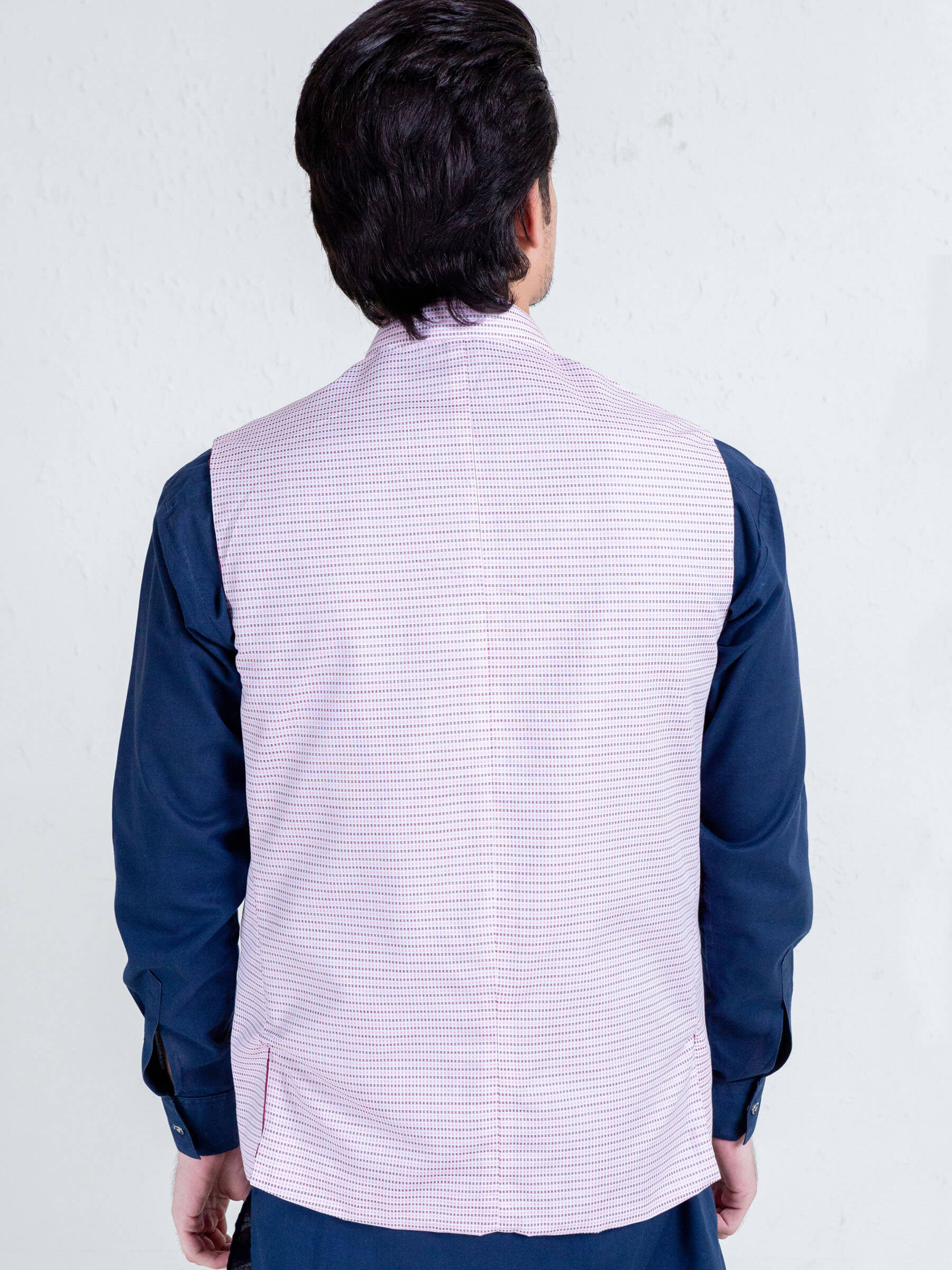 Pink & Black Dobby Structured Waistcoat