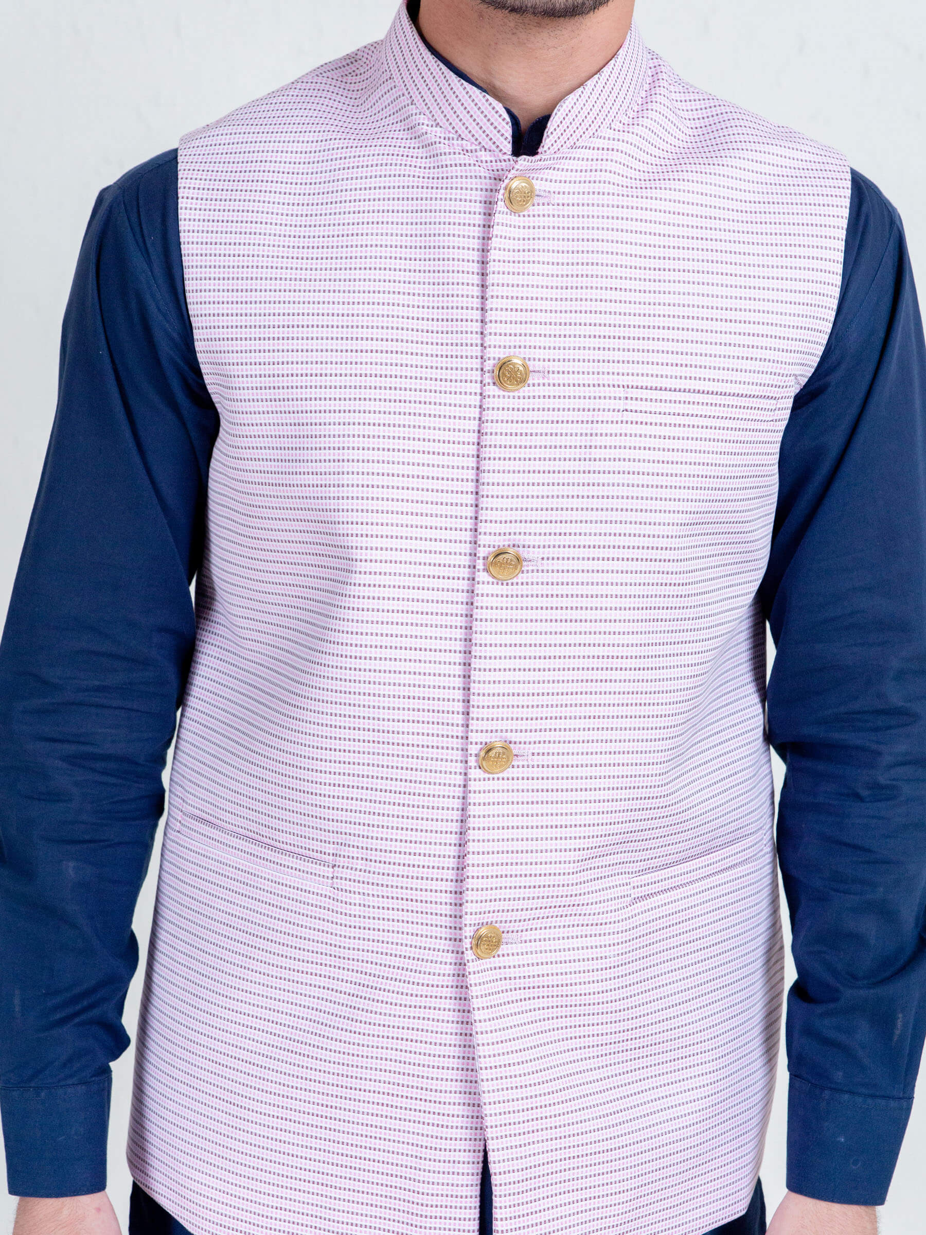 Pink & Black Dobby Structured Waistcoat