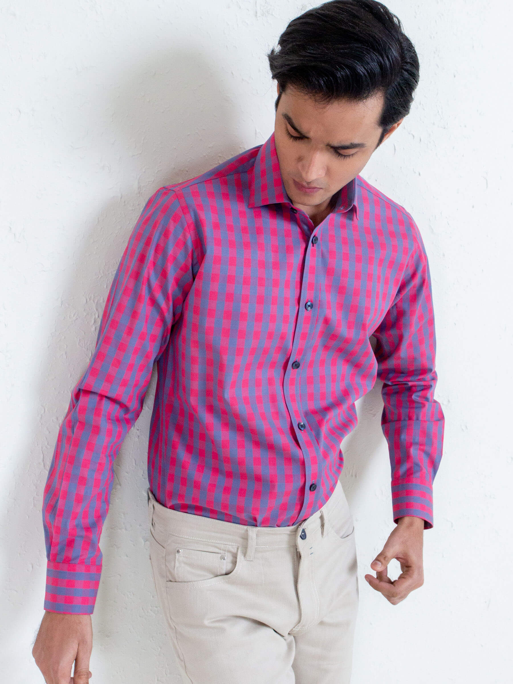 Pink & Blue Checkered Shirt