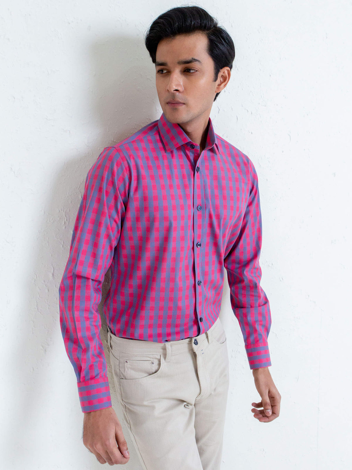 Pink & Blue Checkered Shirt