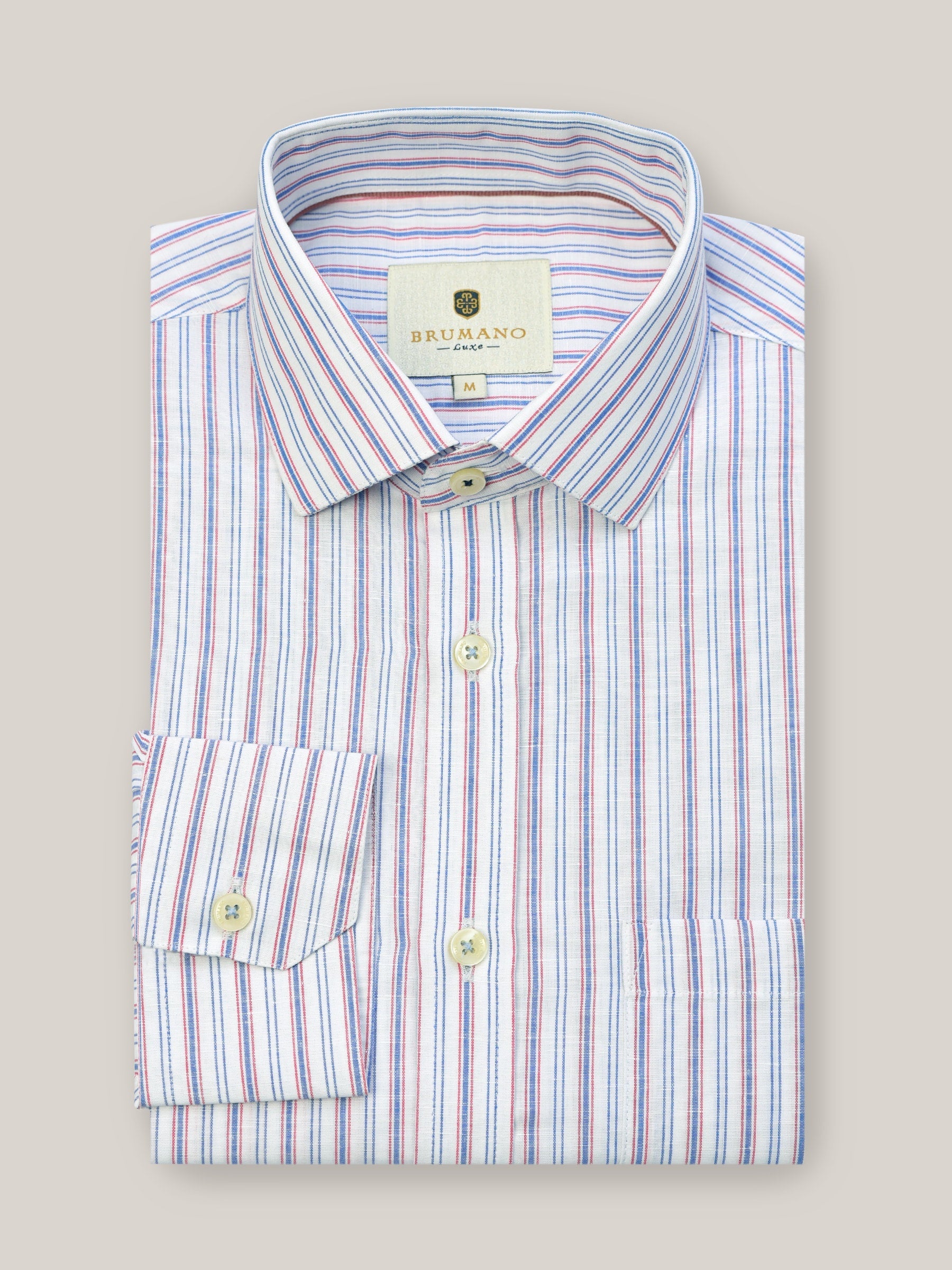 Pink & Blue Pinstriped Linen Shirt