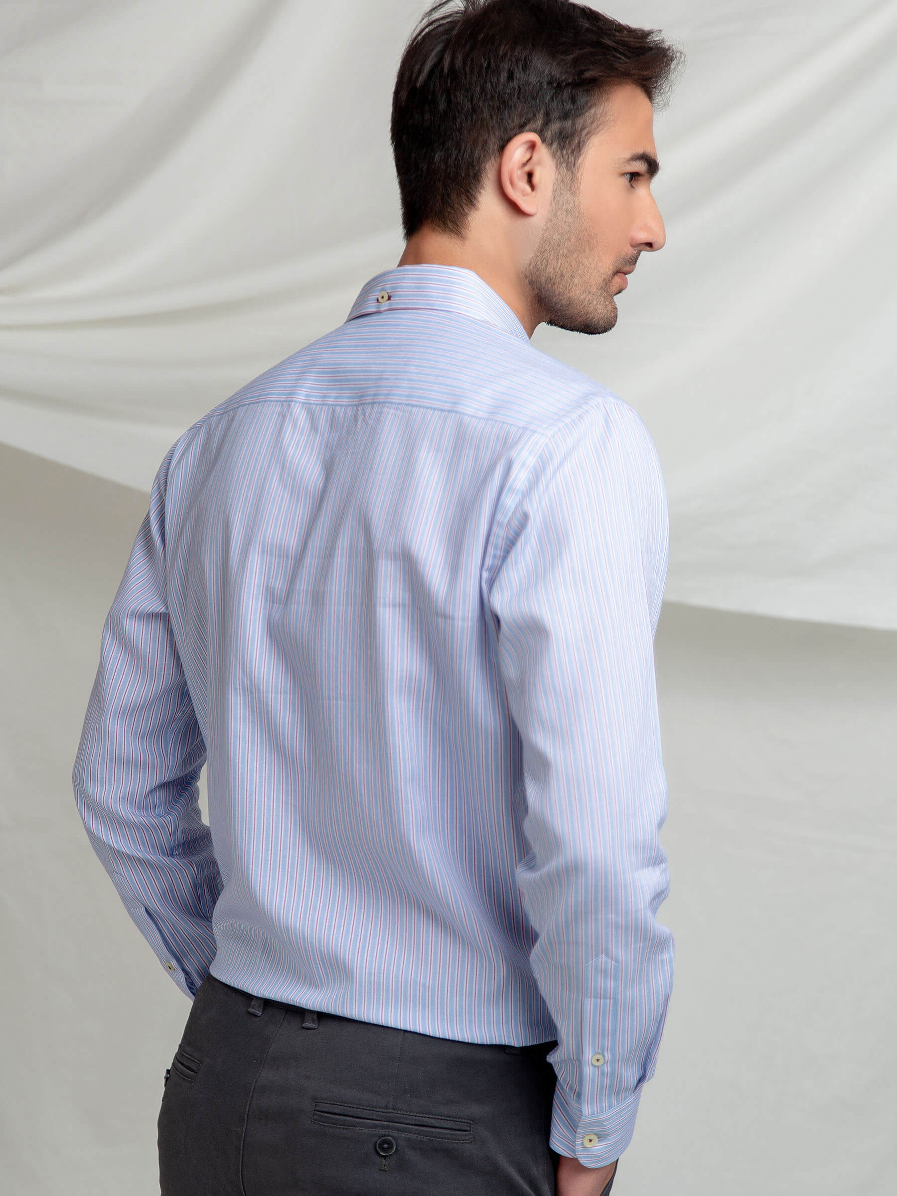 Pink & Blue Striped Button Down Shirt