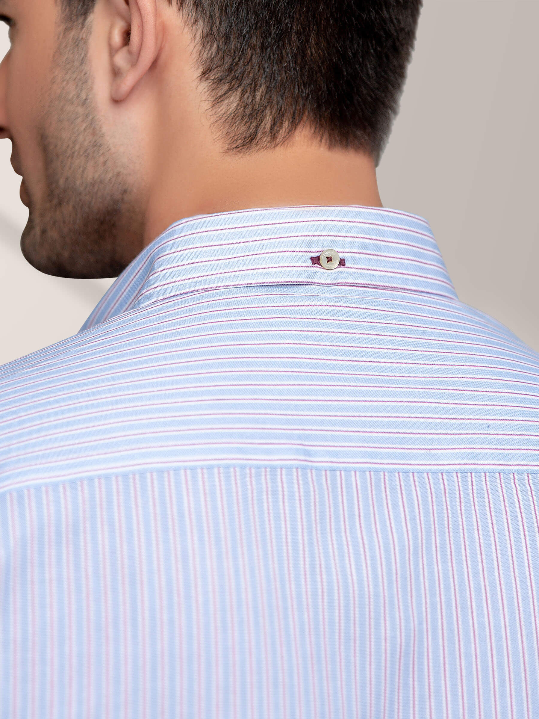 Pink & Blue Striped Button Down Shirt
