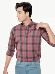 Pink & Grey Checkered Shirt