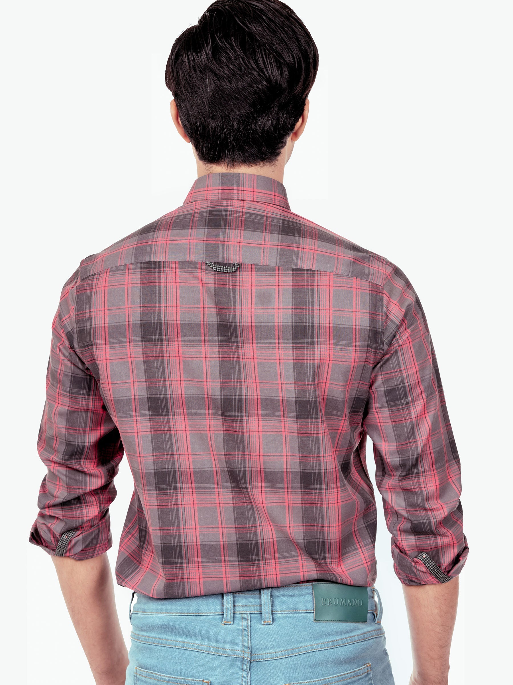 Pink & Grey Checkered Shirt