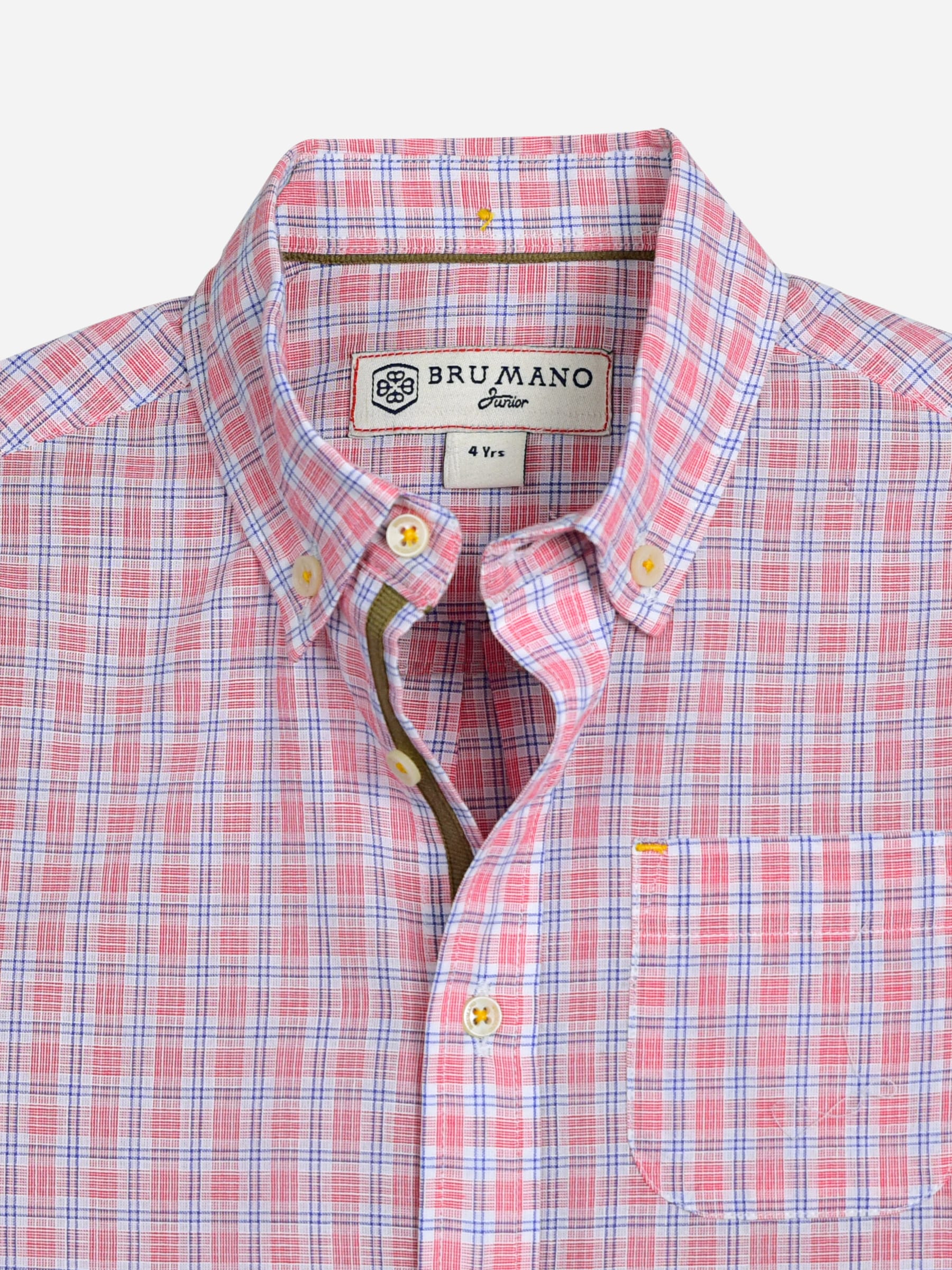 Pink Linen Checkered Short Sleeve Casual Shirt
