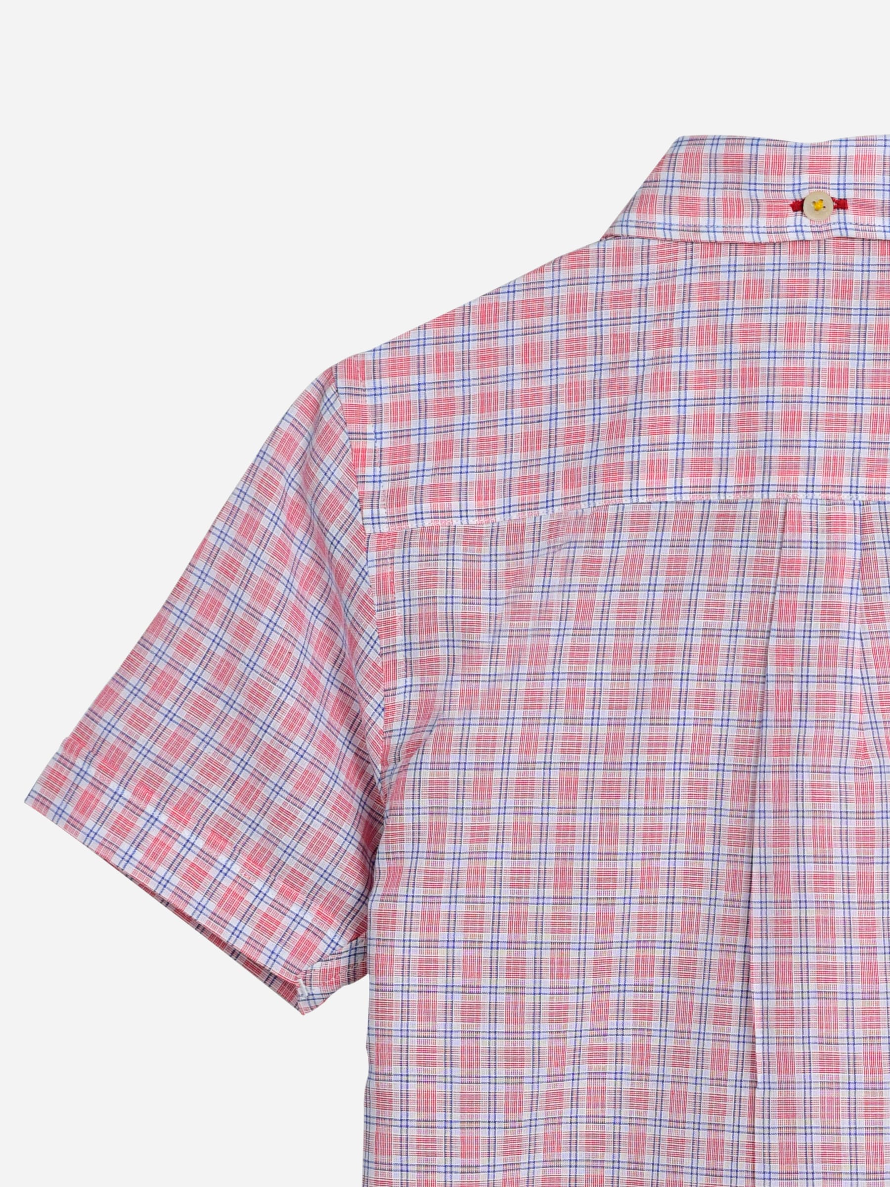 Pink Linen Checkered Short Sleeve Casual Shirt