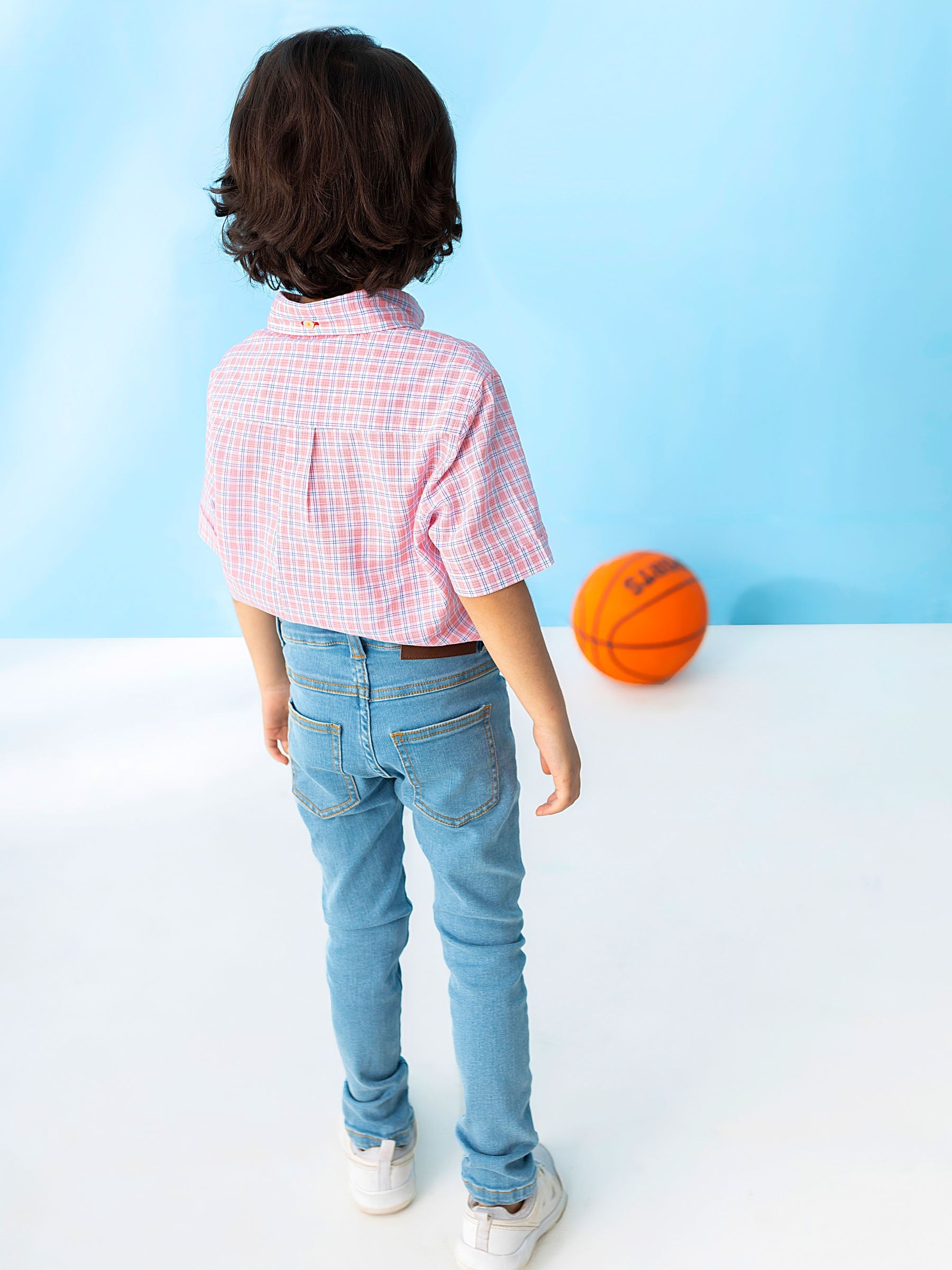 Pink Linen Checkered Short Sleeve Casual Shirt