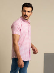 Pink Seersucker Half Sleeve Shirt