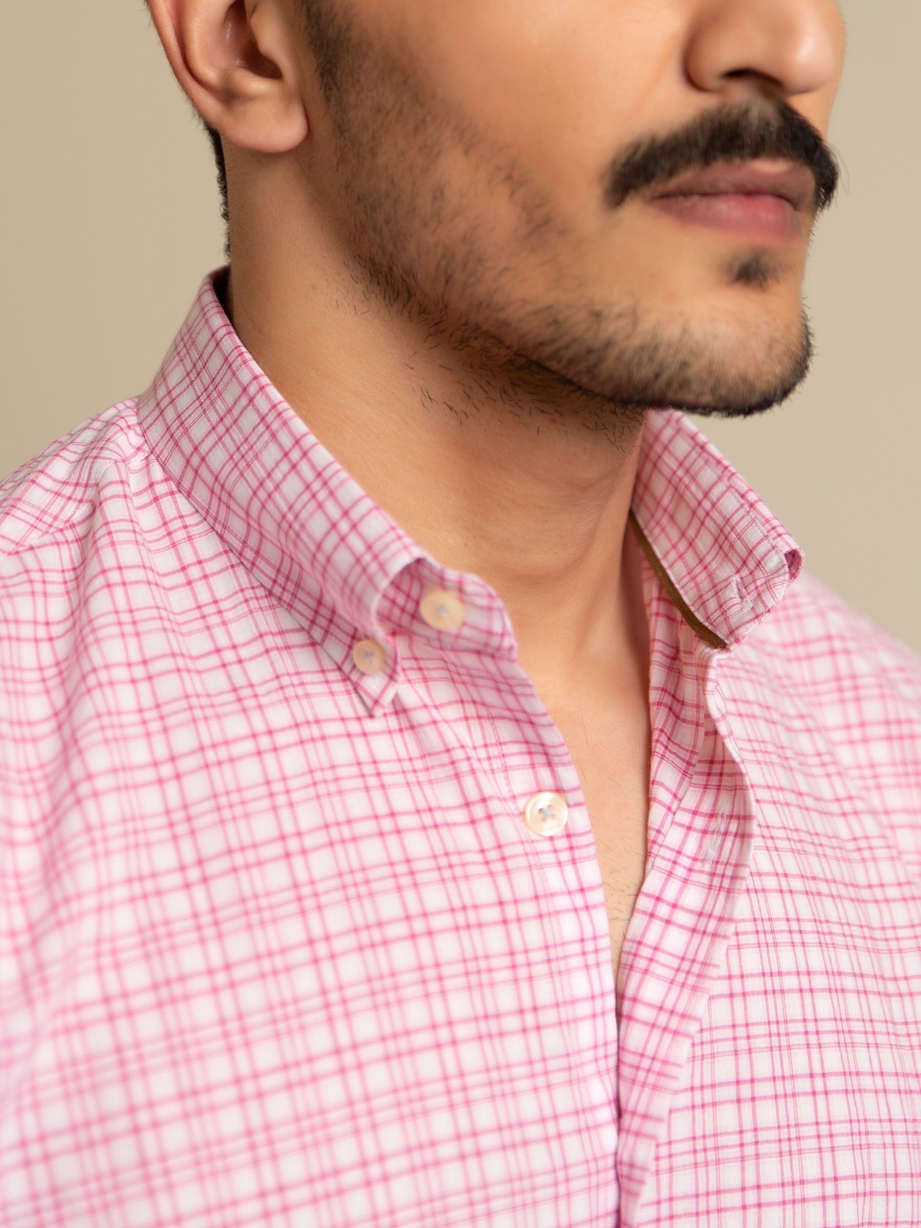 Pink Seersucker Half Sleeve Shirt