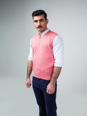 Pink Sleeveless V-Neck Sweater