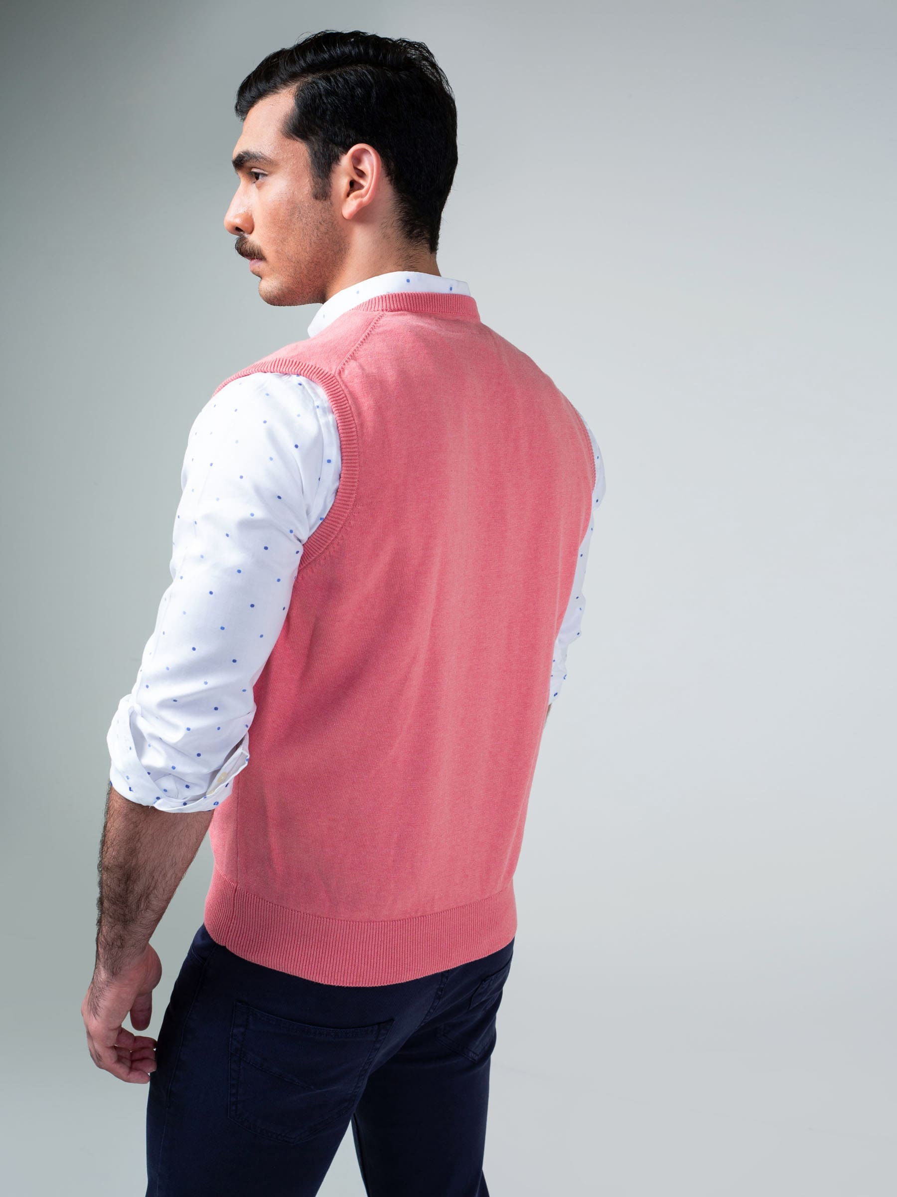 Pink Sleeveless V-Neck Sweater