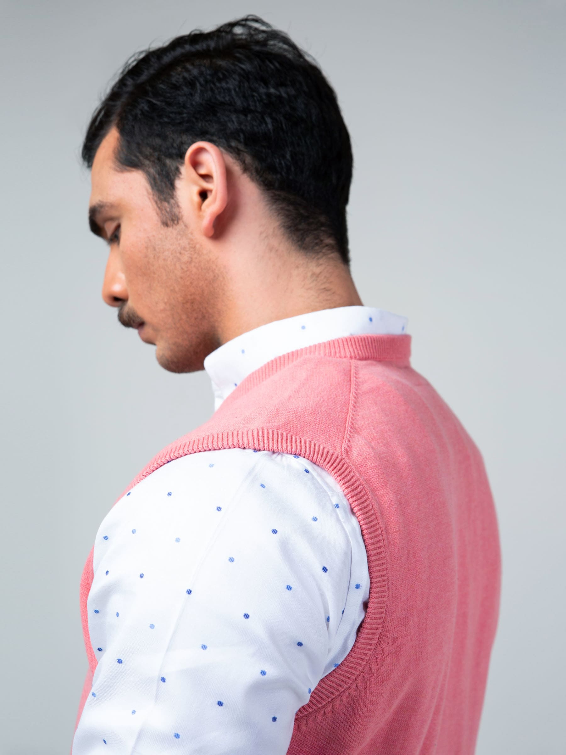 Pink Sleeveless V-Neck Sweater