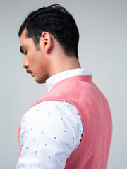 Pink Sleeveless V-Neck Sweater