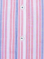 Pink & Blue Linen Striped Formal Shirt