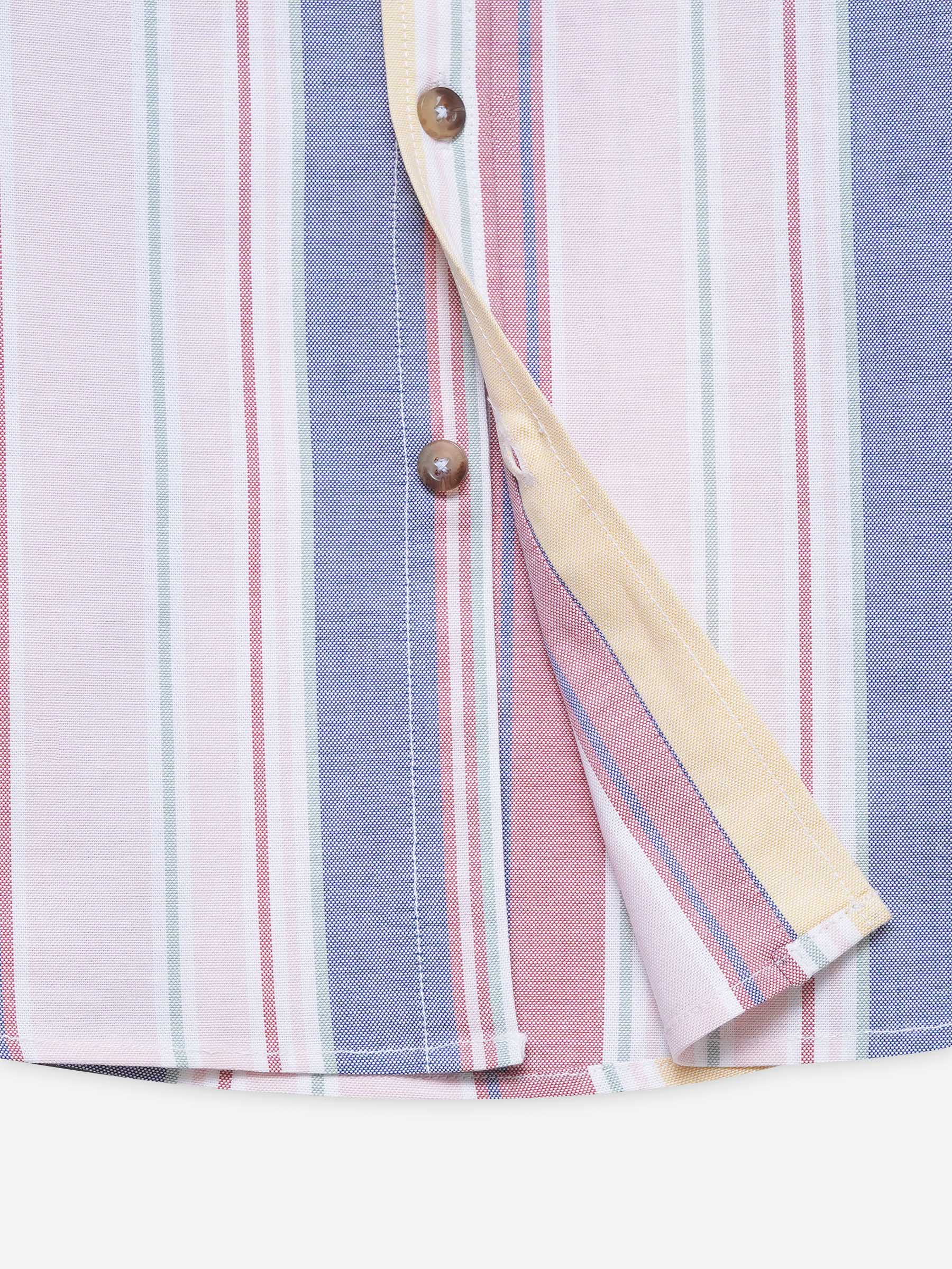 Pink Multicolor Striped Oxford Shirt - Junior