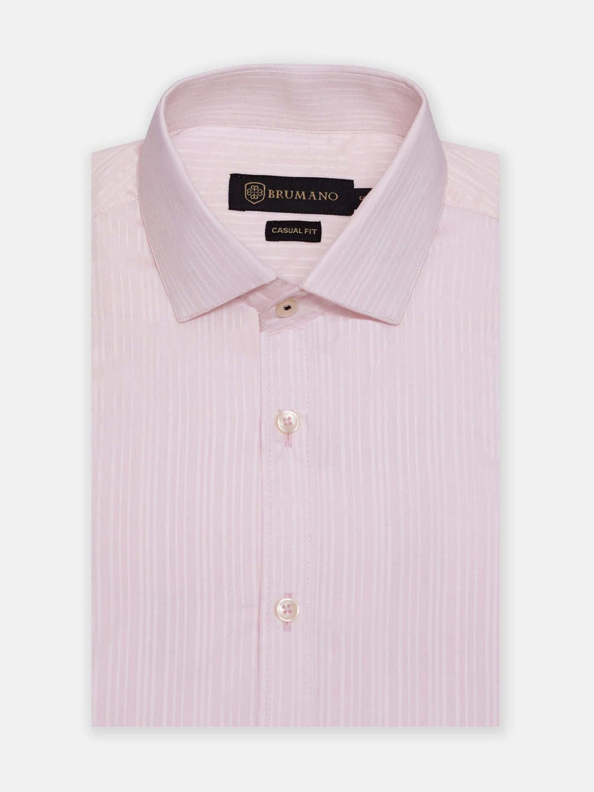 Pink Self Striped Formal Shirt