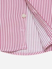 Pink & White Striped Half Sleeve Casual Shirt - Junior
