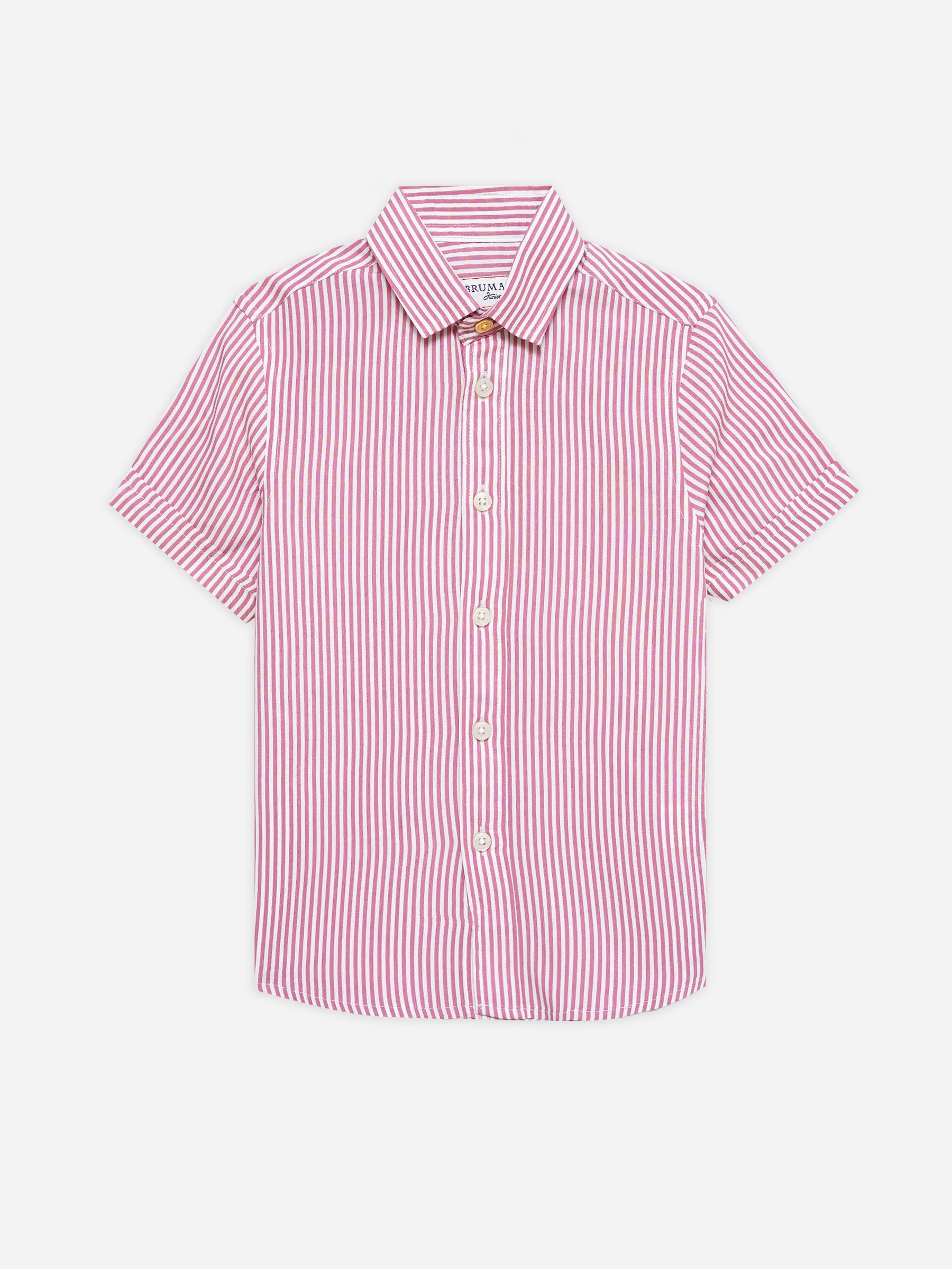 Pink & White Striped Half Sleeve Casual Shirt - Junior