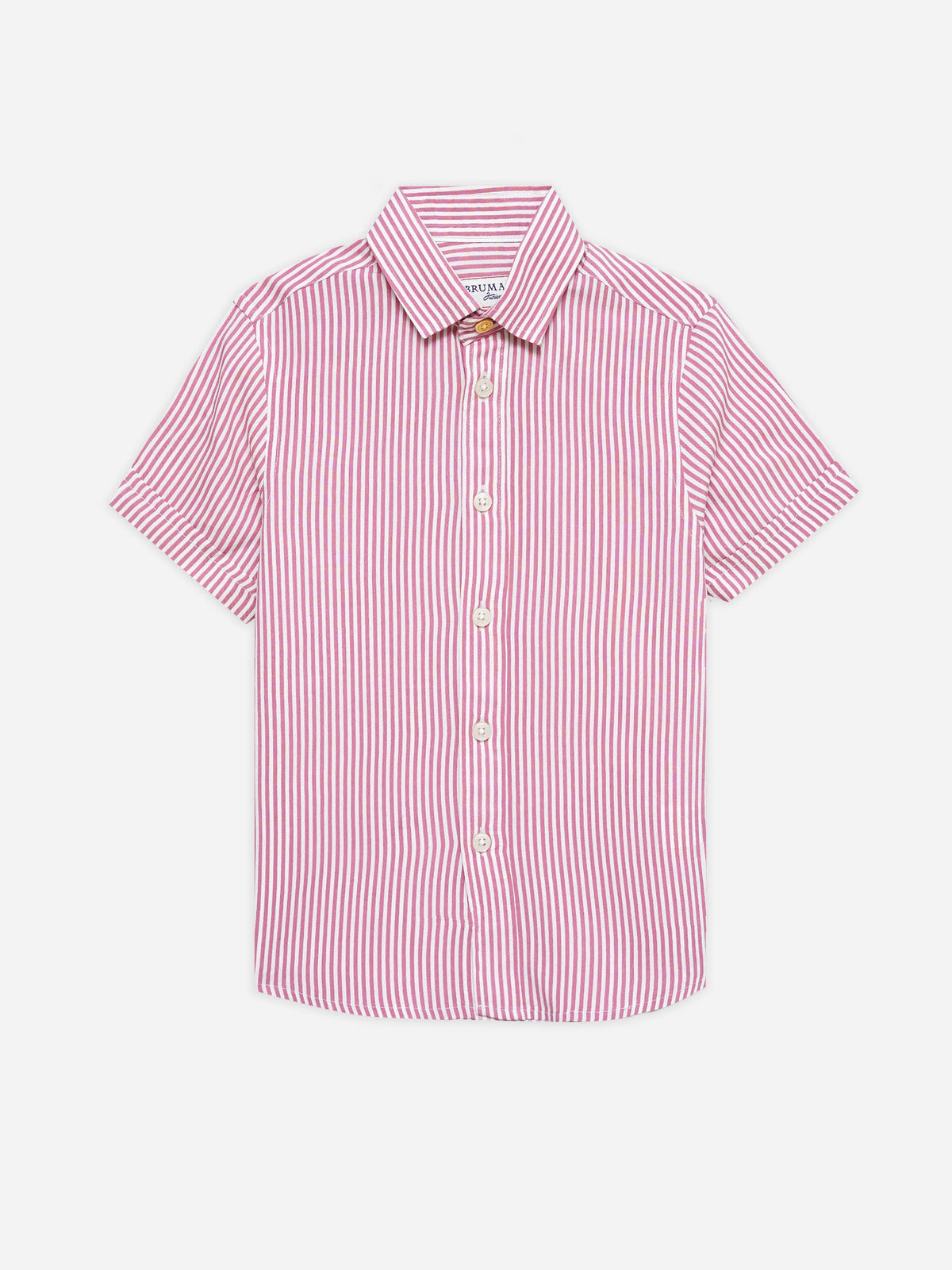 Pink & White Striped Half Sleeve Casual Shirt - Junior