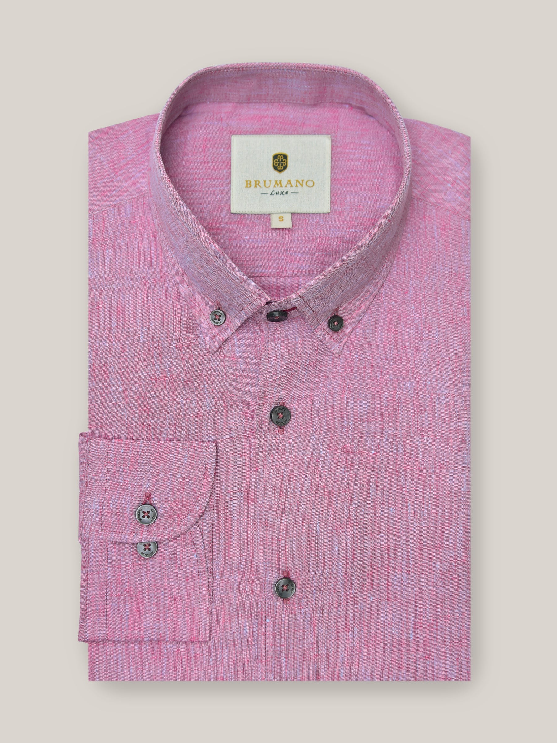 Pink 100% Linen Button Down Shirt
