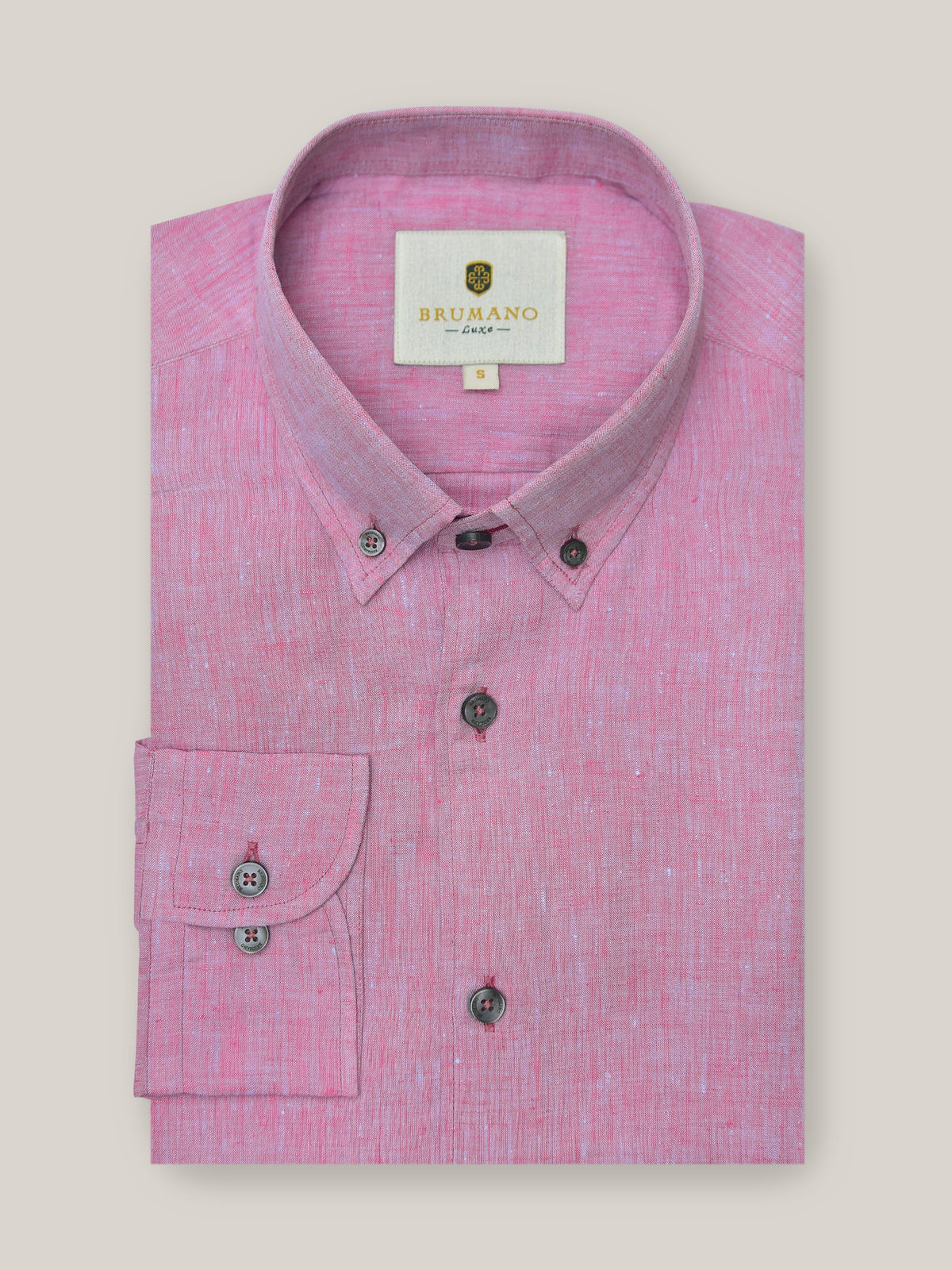 Pink 100% Linen Button Down Shirt