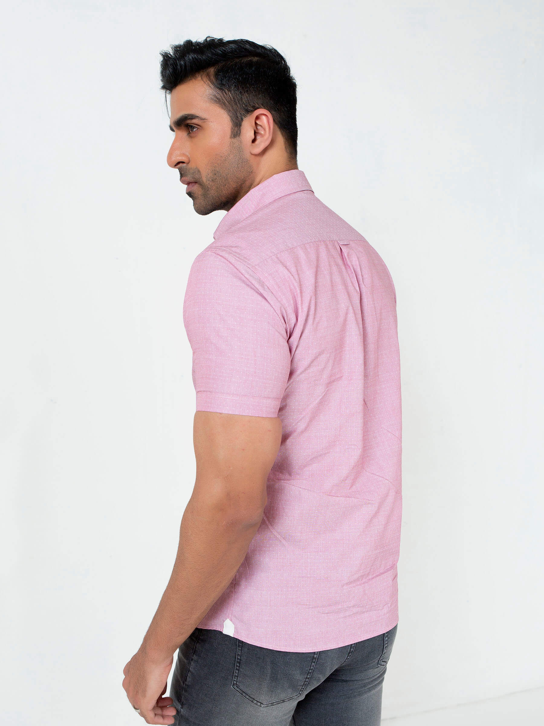Pink Dobby Half Sleeve Shirt