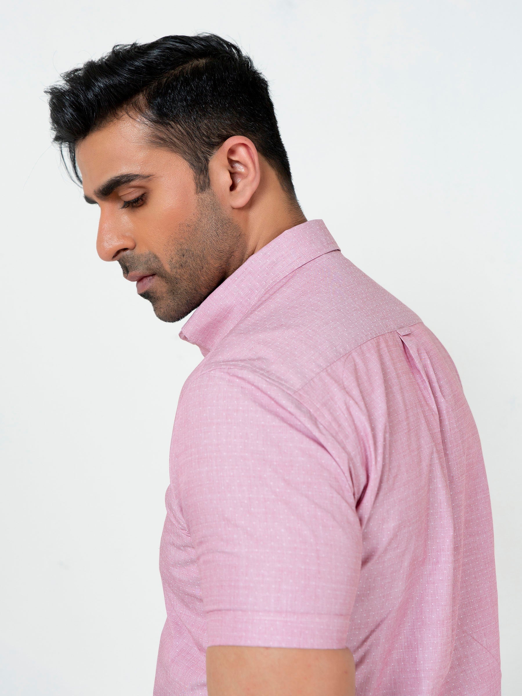 Pink Dobby Half Sleeve Shirt