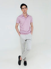 Pink Dobby Mercerized Polo With Cutaway Collar