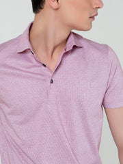 Pink Dobby Mercerized Polo With Cutaway Collar