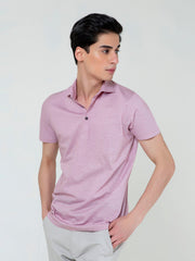 Pink Dobby Mercerized Polo With Cutaway Collar