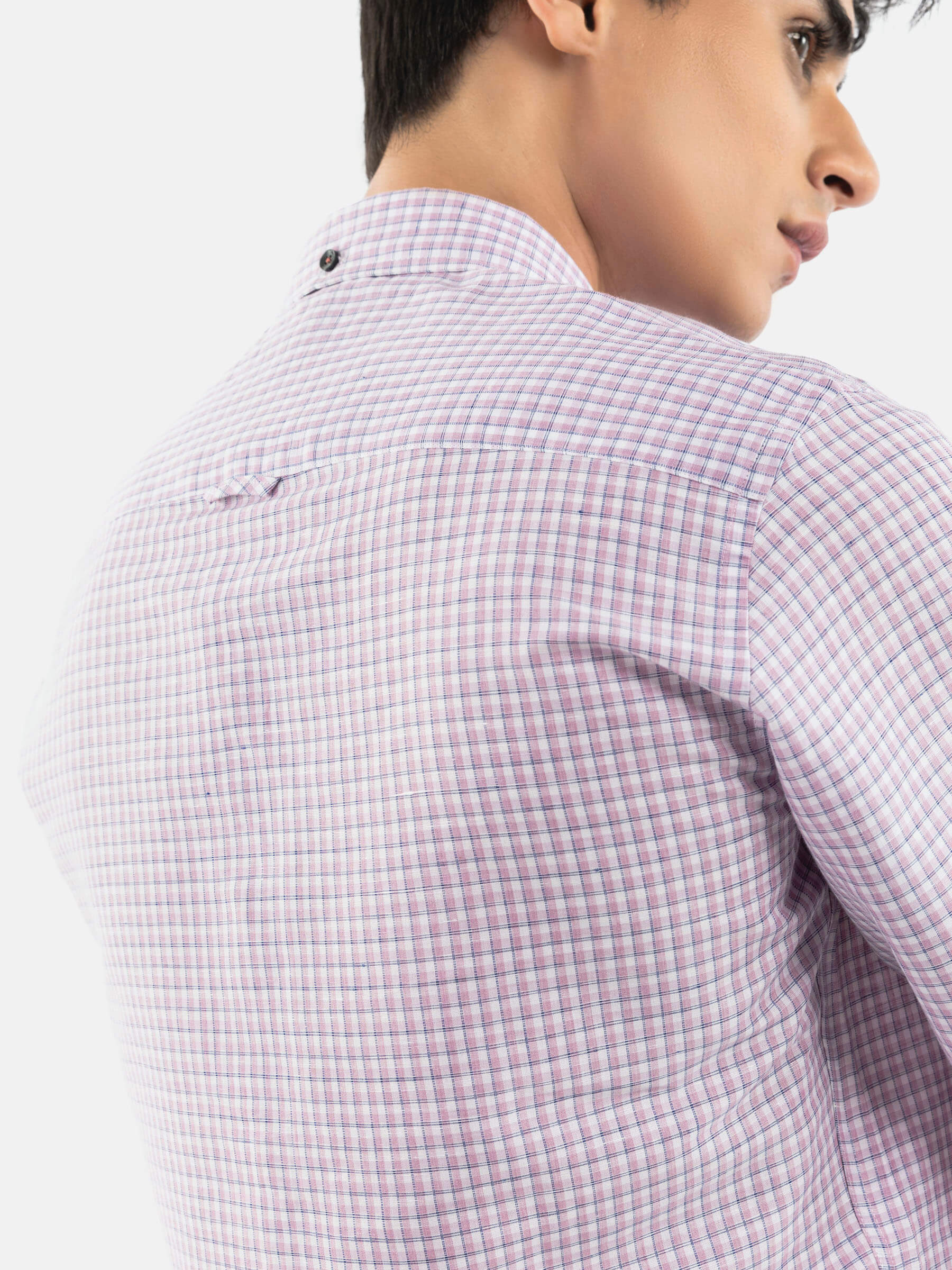 Pink Gingham 100% Linen Button Down Shirt