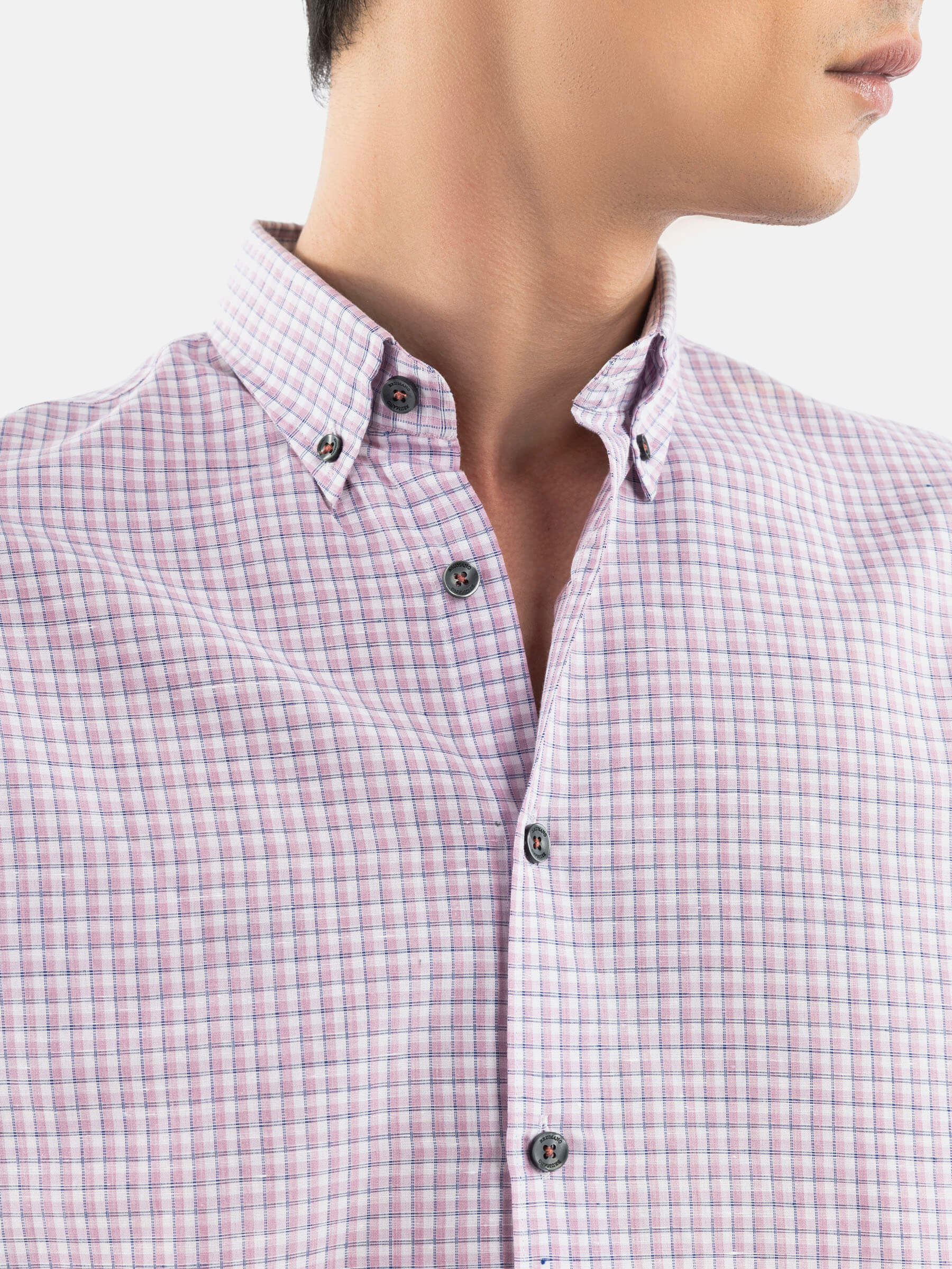 Pink Gingham 100% Linen Button Down Shirt