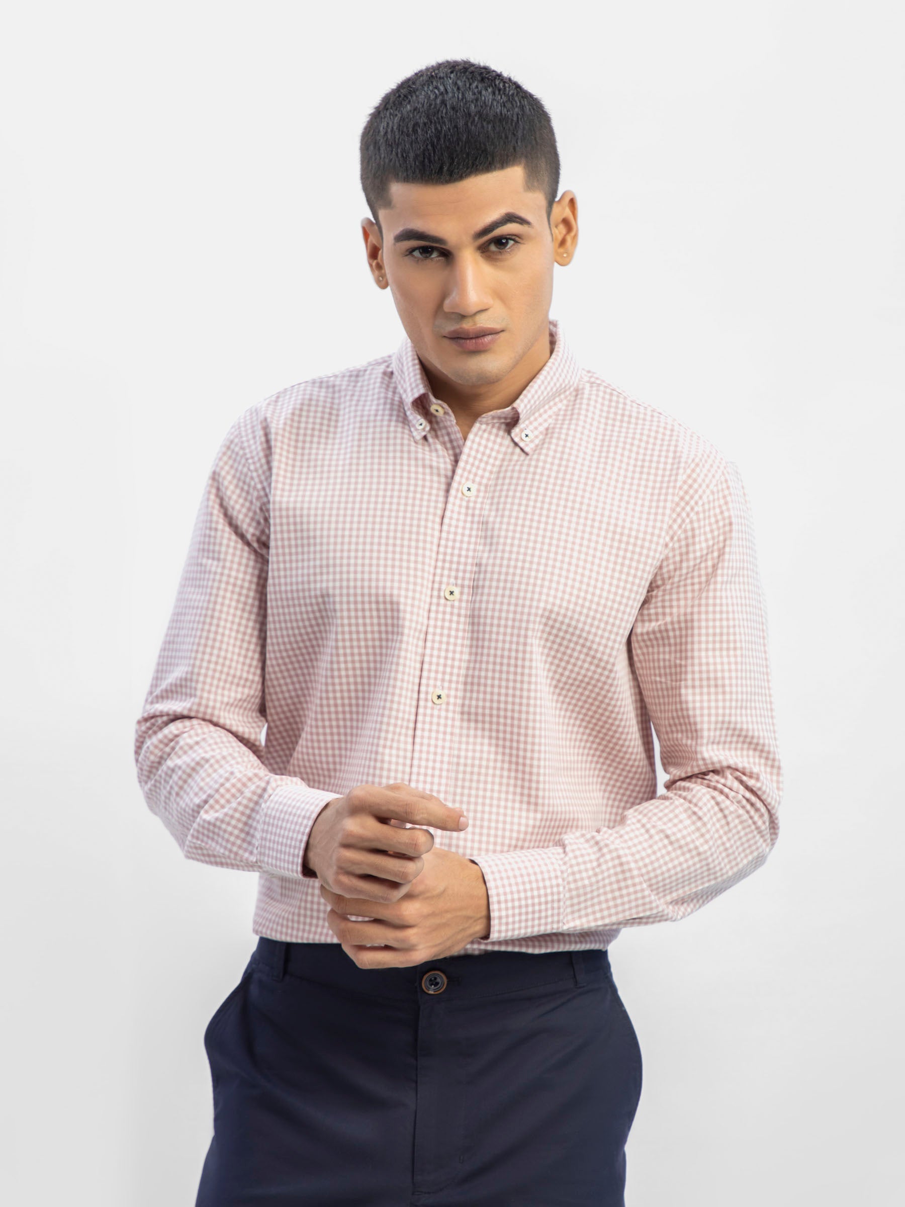 Pink Gingham Button Down Shirt