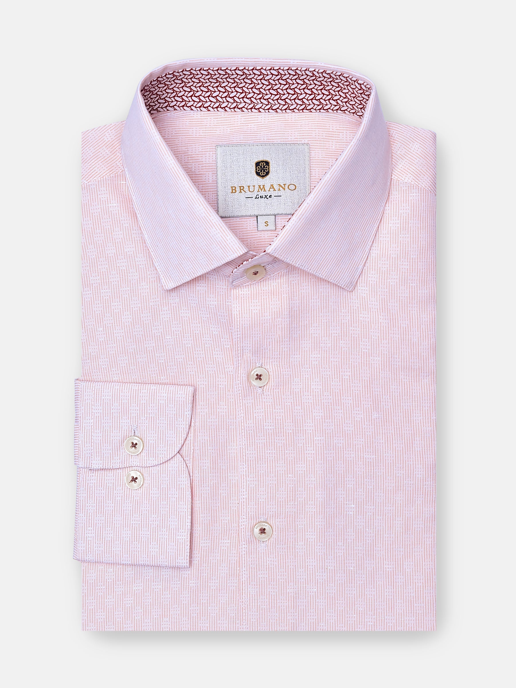 Pink Jacquard Structured Linen Shirt