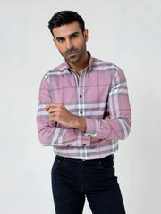 Pink Large Windowpane Checkered Shirt
