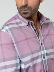Pink Large Windowpane Checkered Shirt