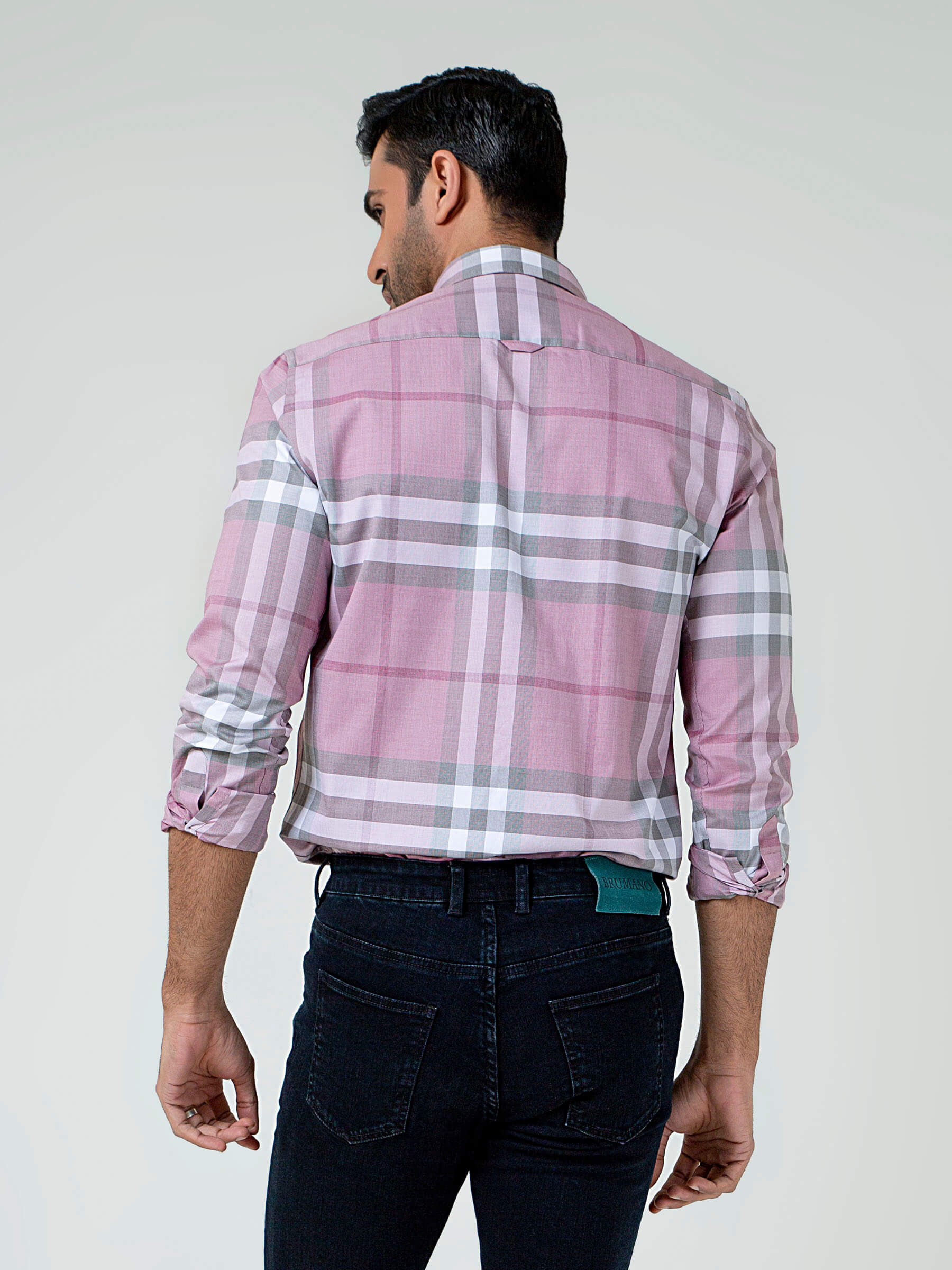 Pink Large Windowpane Checkered Shirt