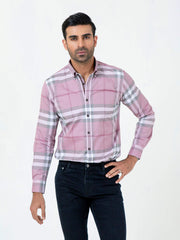 Pink Large Windowpane Checkered Shirt