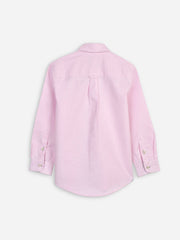 Pink Oxford Long Sleeve Casual Shirt With Detailing