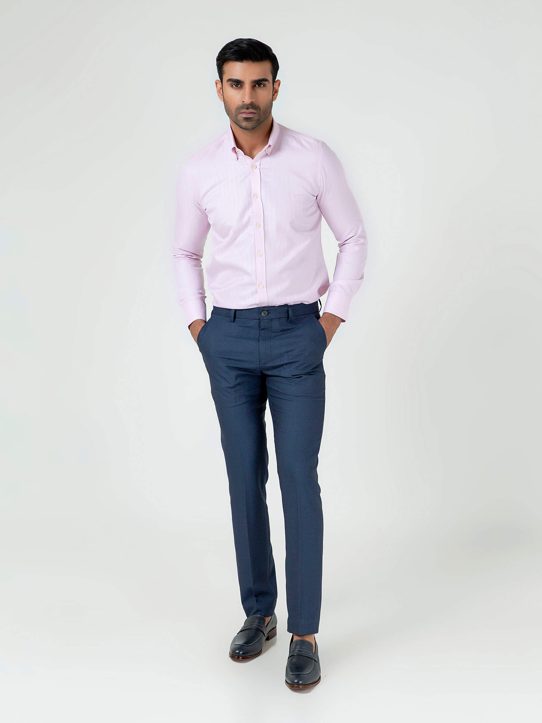 Pink Striped Structured Formal Shirt