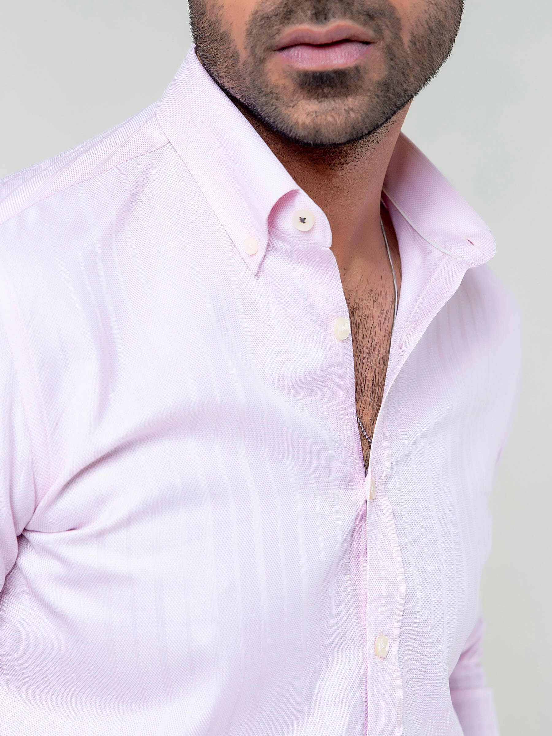 Pink Striped Structured Formal Shirt