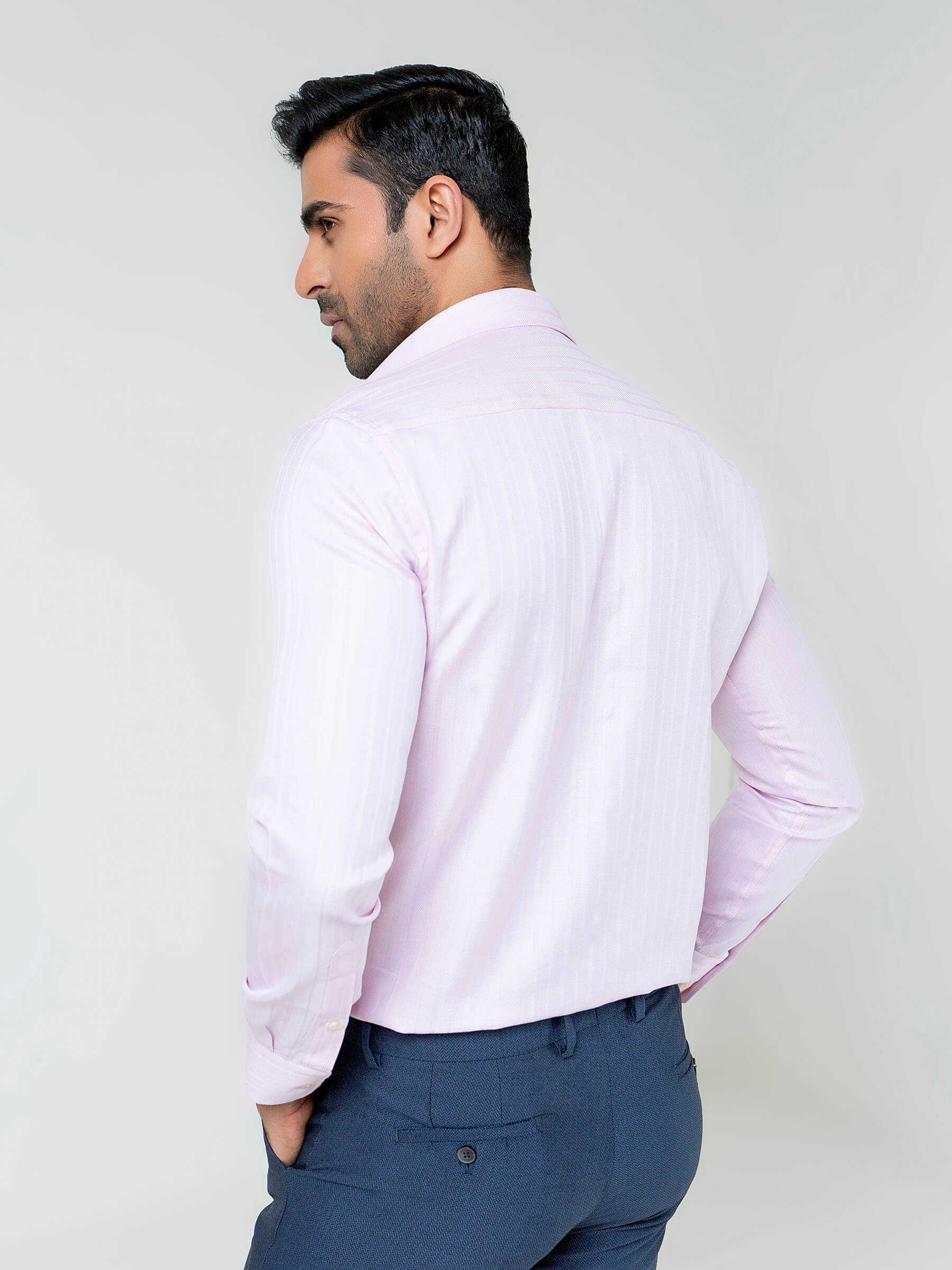 Pink Striped Structured Formal Shirt